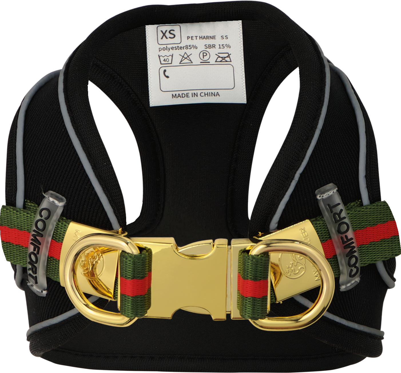 Harness Lux dog harness featuring soft neoprene padding, adjustable straps, and reflectors for safety, designed for comfort and style.